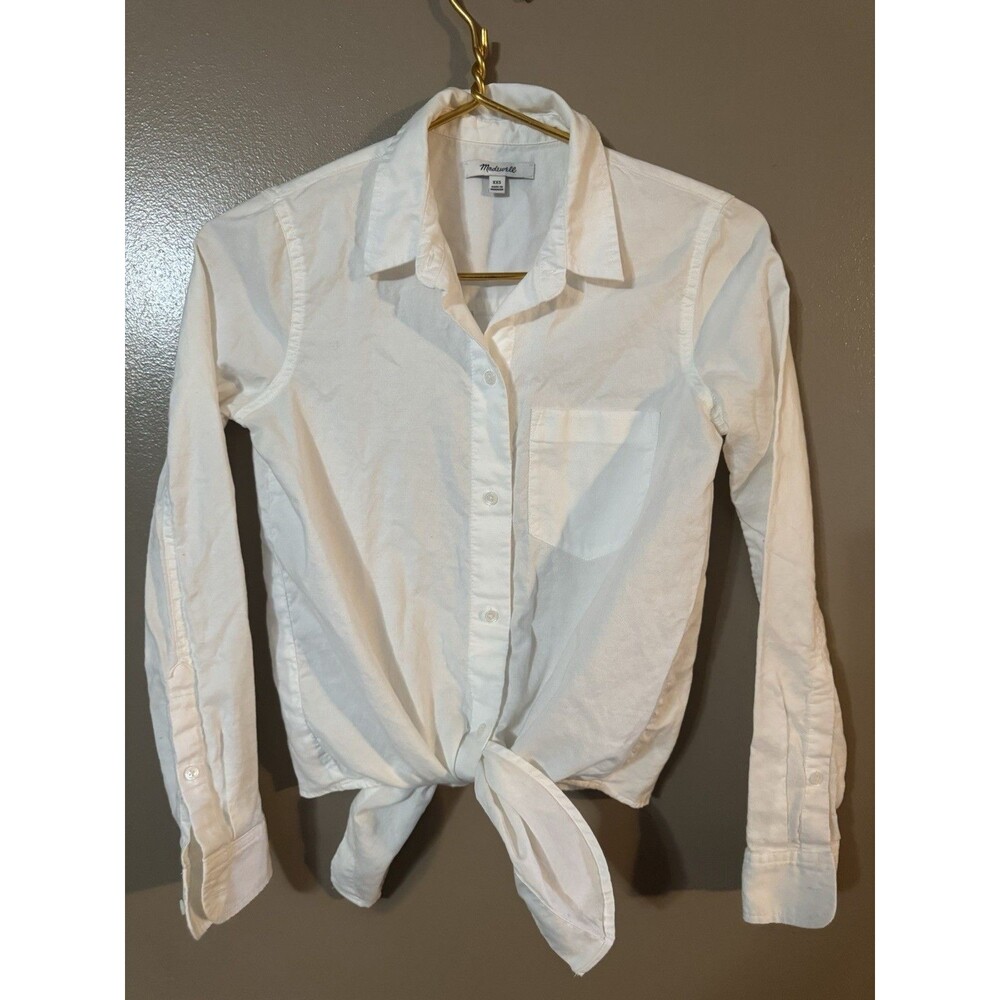 Madewell white tie front button down top. XXS